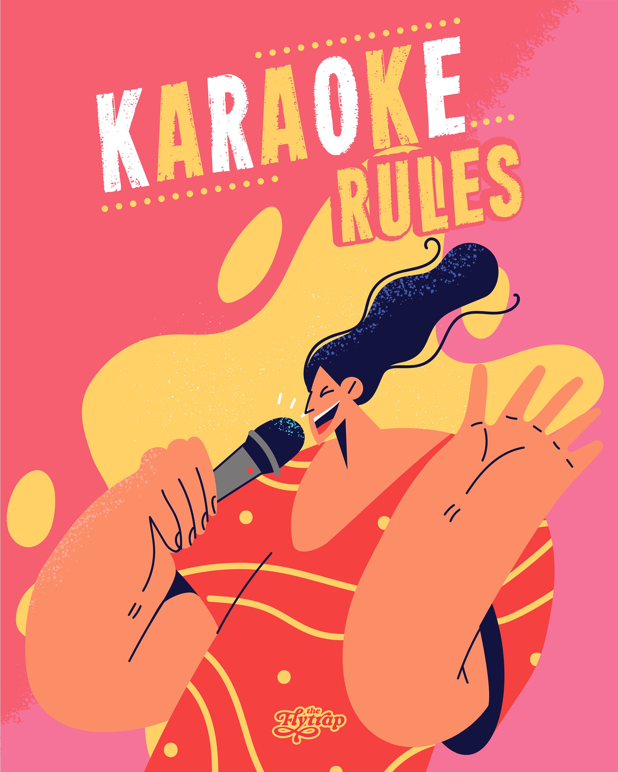 A figure wearing a red and yellow shirt blasting out a karaoke anthem.