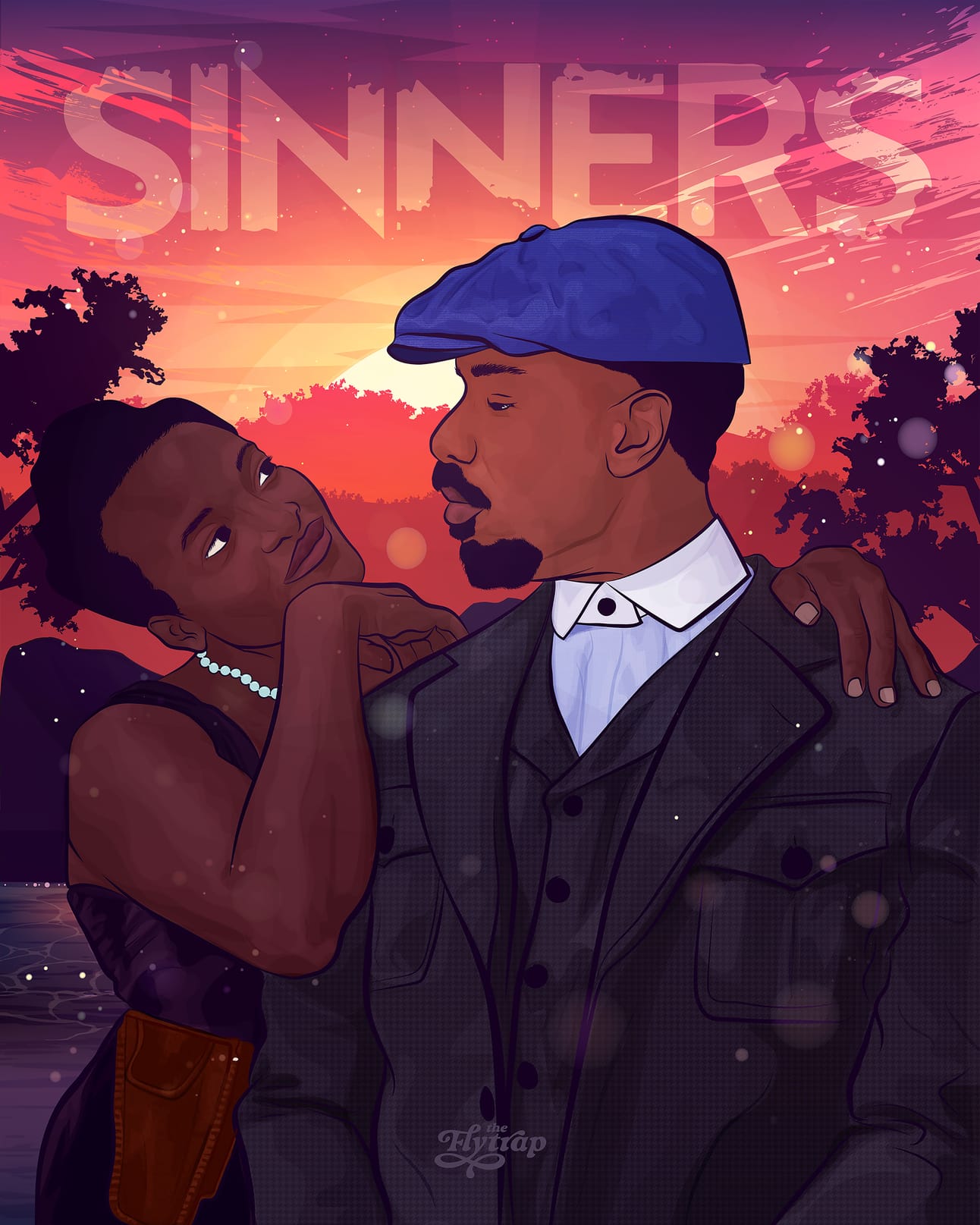 Illustration: A Black man and woman in formalwear gazing into each others' eyes. 